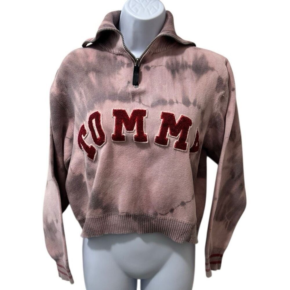 Vintage 90s Tommy Hilfiger Custom Tie-Dye Varsity Letter Quarter Zip L